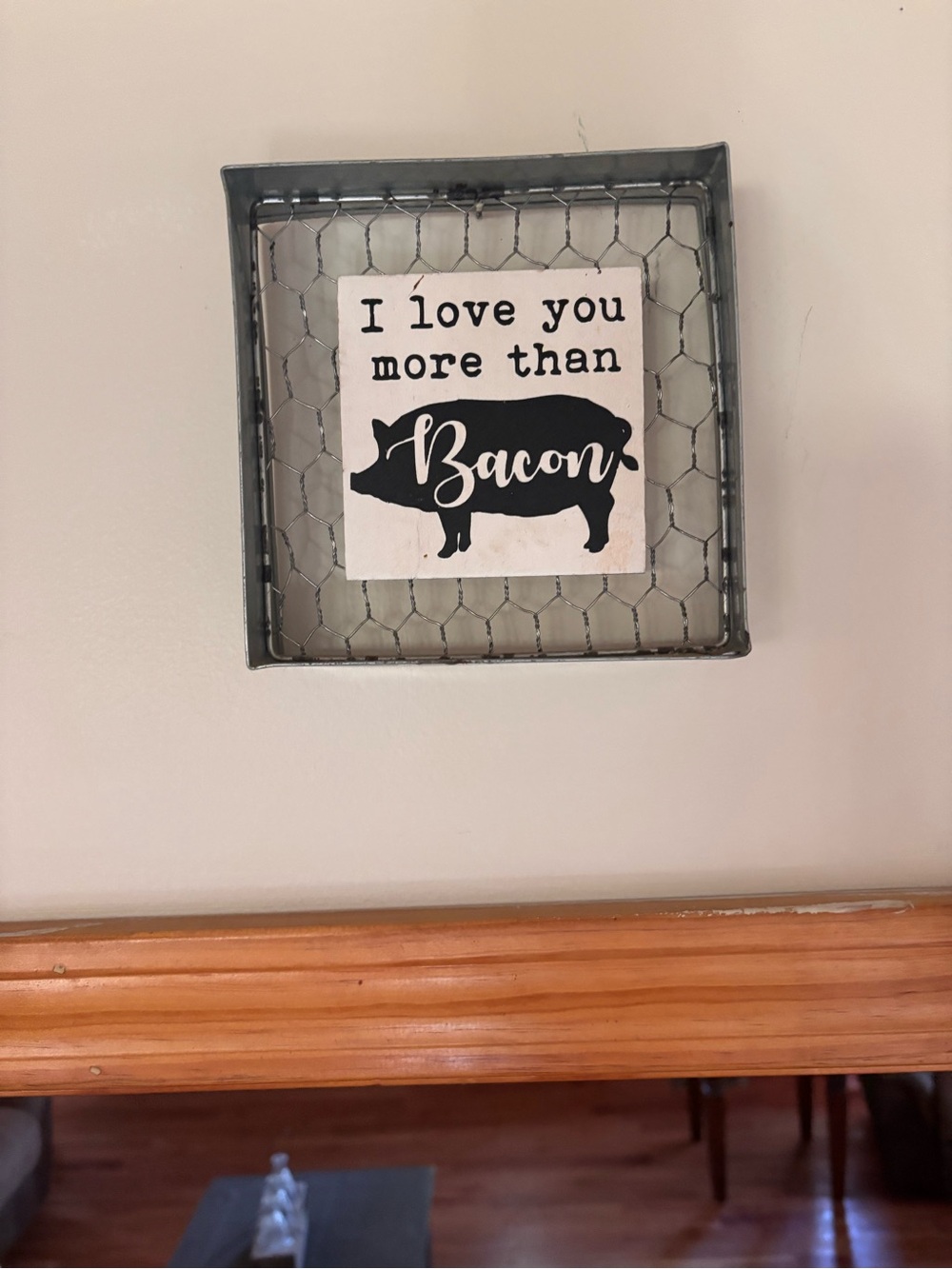 I Love You More Than Bacon Wall Decor - Black/White